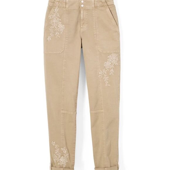 WHBM $110 EMBROIDERED Mid-Rise Pret-A-Pedi Crop Pants 12R - Picture 5 of 12